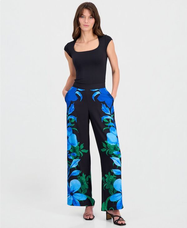 ティー・タハリ レディース ボトムス カジュアルパンツ フラワー柄 プリント フラワー Tahari Womens FloralPrint PullOn Straight Pants Artists