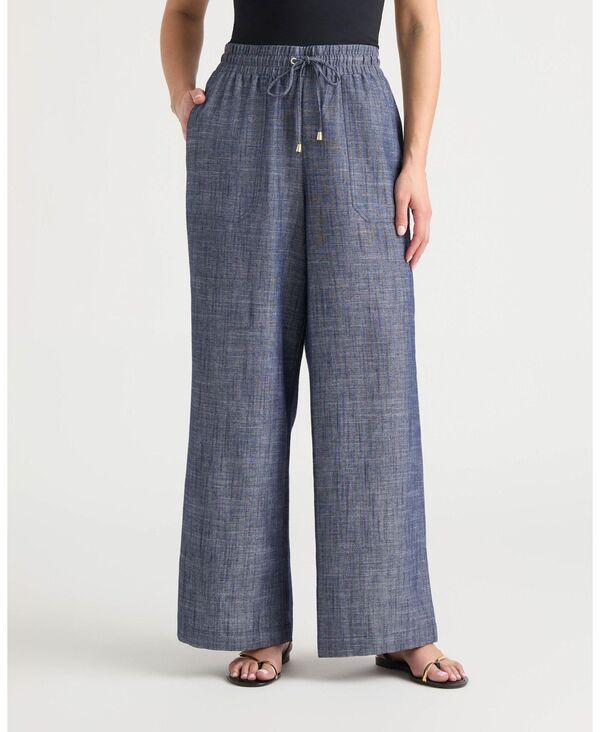 エレントレイシー レディース ボトムス カジュアルパンツ ワイドレッグ Ellen Tracy Womens Wide Leg Chambray Pant with Porkchopocket Cha