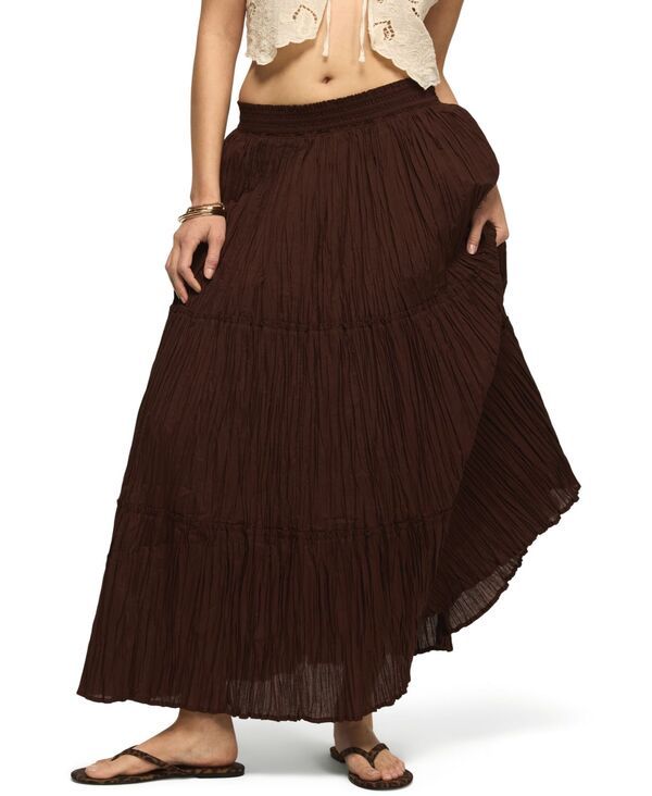 ラッキーブランド レディース ボトムスカート ティアード マキシ Lucky Brand Womens Tie red Broomstick PullOn Maxi Skirt Chicory Cof