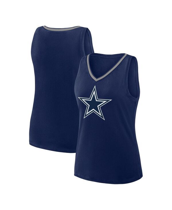 ロゴアスレチック レディース トップス タンクトップ Vネック プラスサイズ Logo Athletic Womens Navy Dallas Cowboys Plusize Stellar Win