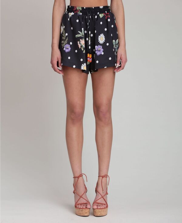 アヴェックレフィーユ レディース ボトムス ハーフパンツ・ショーツ プリント ショートパンツ Avec Les Filles Womens Printed Tassel Drawstring Shor