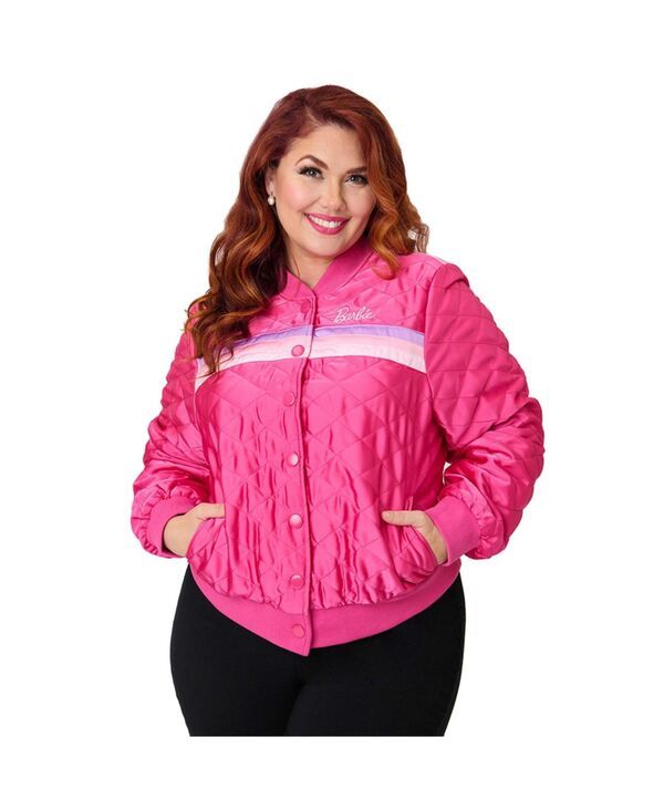 ユニークビンテージ レディース アウター ジャケット・ブルゾン プラスサイズ キルティング Unique Vintage Plusize Quilted Varsity Jacket Pink bar