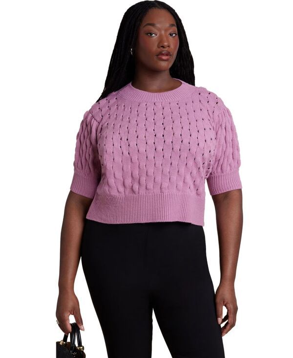 エロクイ レディース アウター ニット・セーター ELOQUII Womens Bubble Stitch Sweater Mauve orchid