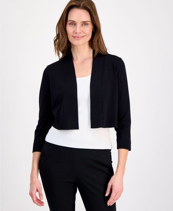 カスパール レディース アウター コート クロップド Kasper Womens Cropped Kissing Front Shrug Black ブラック