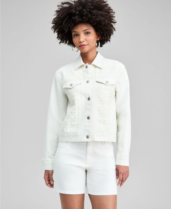 アンドノウディス レディース アウター ジャケット・ブルゾン デニム And Now This Womens Crochet Denim Jacket White ホワイト