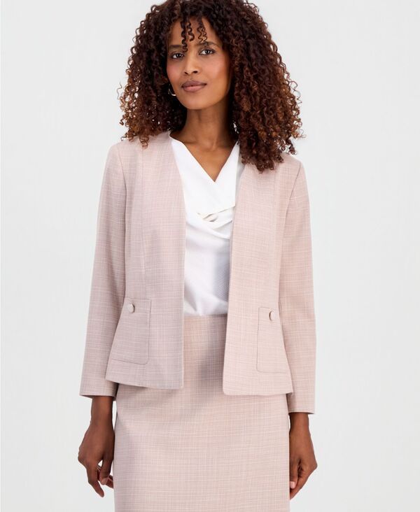 カスパール レディース アウター ジャケット・ブルゾン Kasper Womens Collarless OpenFront Jacketstd Wtvanlice