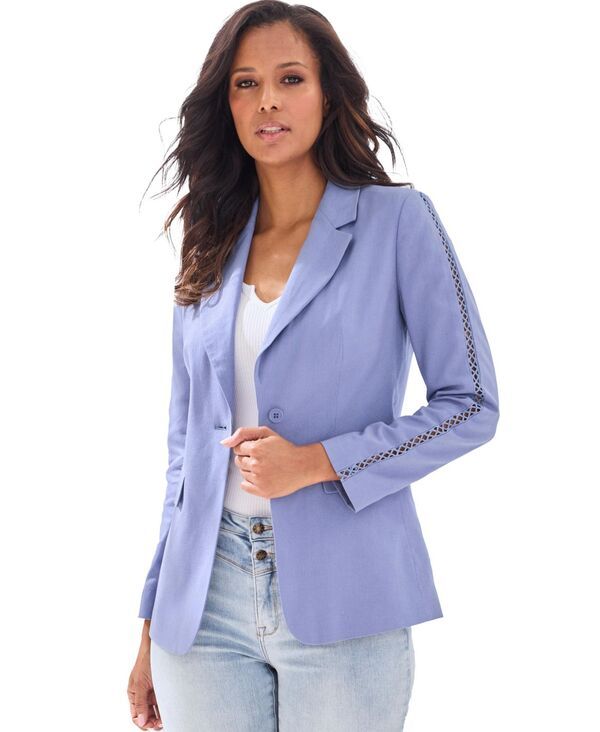 ラスカーナ レディース アウター ジャケット・ブルゾン ブレザー LASCANA Womens Crochet Detail Blazer Smokey blue ブルー