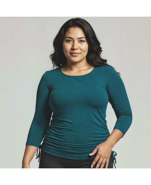 カリプサ レディース 水着 トップのみ プラスサイズ Calypsa Plusize 34 Sleeve Rash Guard UPF 50 Margaux Swim Top Dark jade