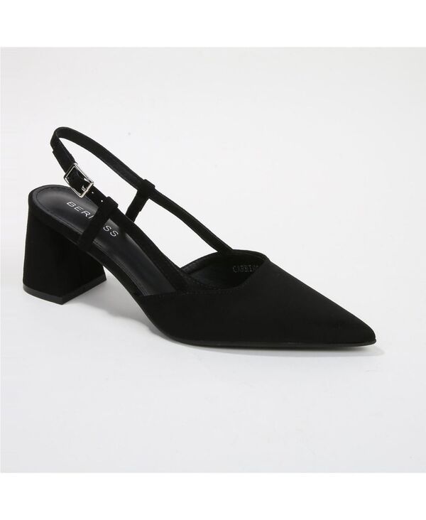 バーネス レディース シューズ パンプスエード ヒール BERNESS Womens Carrington Faux Suede Slingback Block Heel Pumps Black ブラ