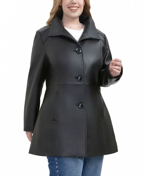 ビージーエスディー レディース アウター ジャケット・ブルゾン プラスサイズ コート レザー BGSD Plusize Sarai Leather Coat Black ブラック