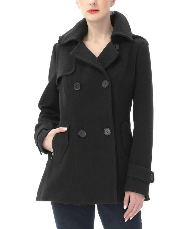 キミアンドカイ レディース アウター ジャケット・ブルゾン ウール コート kimi kai Womens Mira Wool Blend Hooded Pea Coat Black ブラック