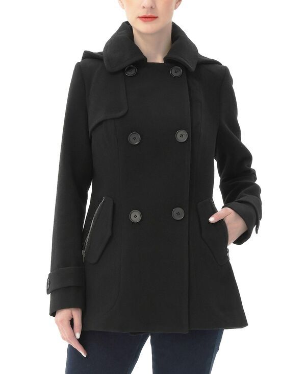 キミアンドカイ レディース アウター ジャケット・ブルゾン ウール コート kimi kai Womens Mira Wool Blend Hooded Pea Coat Black ブラック
