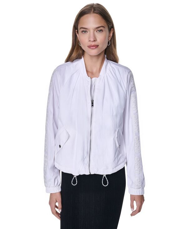 ダナ キャラン ニューヨーク レディース アウター ジャケット・ブルゾン ロゴ DKNY Womens Logo Trim Rumpled Bomber Tech Jacket White ホワイト
