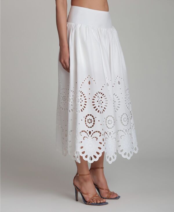 アヴェックレフィーユ レディース ボトムスカート A ライン ミディ Avec Les Filles Womens Cutwork Detail ALine Midi Skirt White ホワイト