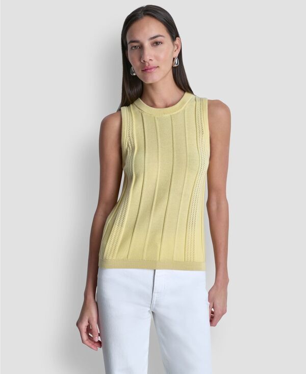 ダナ キャラン ニューヨーク レディース アウター ニット・セーター クルーネック ノースリーブ DKNY Womens Crew Neck Sleevelessweater Buttercream