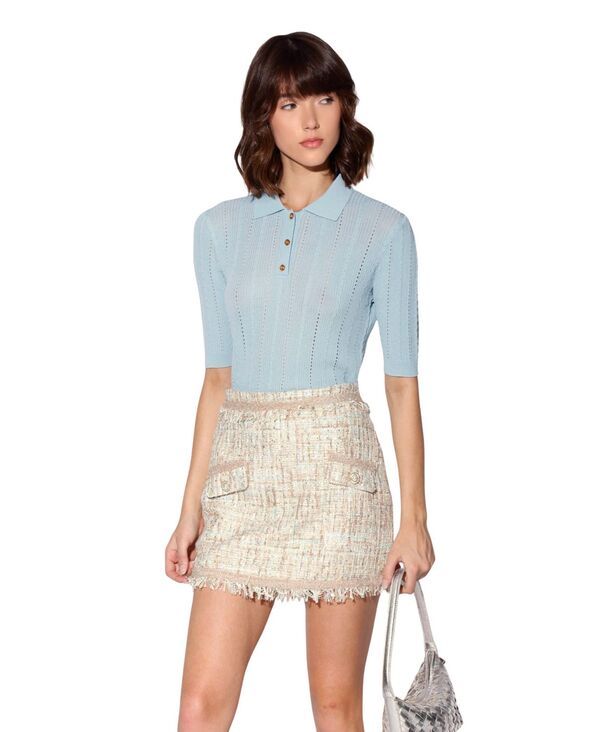 ウォルターベーカー レディース ボトムスカート ミニ ツイード Walter Baker Womens Vallery Atlantic Tweed Mini Skirt Beige ベージュ