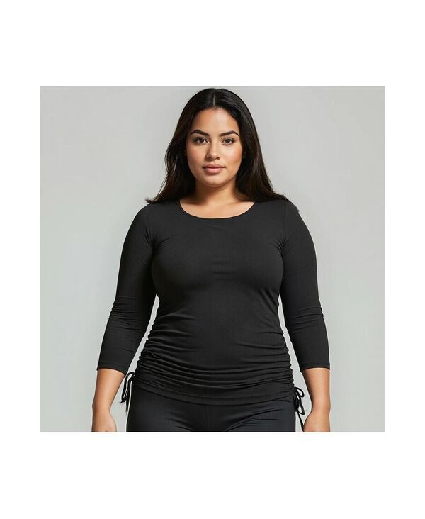 カリプサ レディース 水着 トップのみ プラスサイズ Calypsa Plusize 34 Sleeve Rash Guard UPF 50 Margaux Swim Top Black ブラック