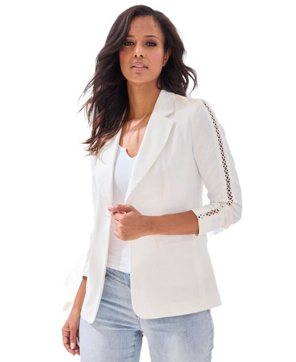 ラスカーナ レディース アウター ジャケット・ブルゾン ブレザー LASCANA Womens Crochet Detail Blazer Ivory アイボリー