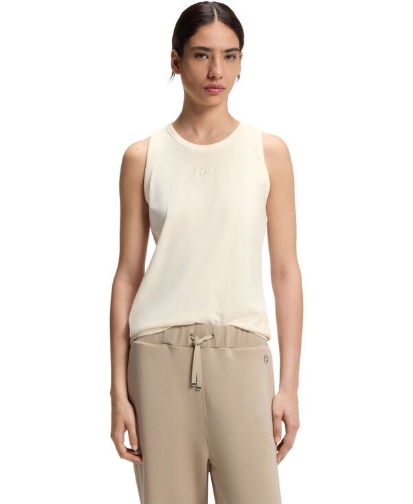 ヒューゴボス レディース トップス タンクトップ コットン Hugo Boss by Womens CottonModal SlimFitank Topen Beige ベージュ