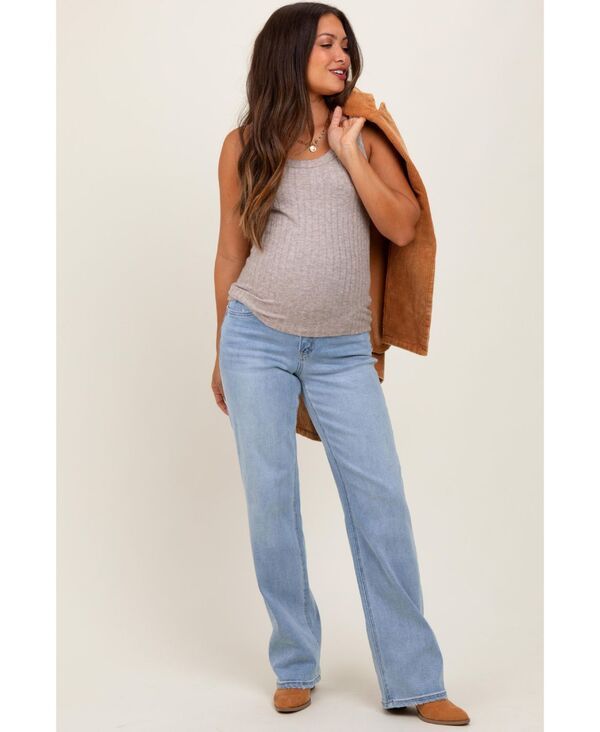 ピンクブラッシュ レディース ボトムス デニムパンツ ストレート マタニティ ジーンズ Pinkblush Maternity Light Blue Washed Relaxed Straight L