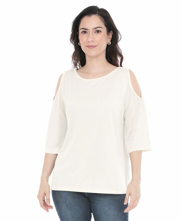 ホワイトマーク レディース アウター パーカー・スウェット White Mark Womens Casual Cold Shoulder Pullover Top Off White オフホワイト