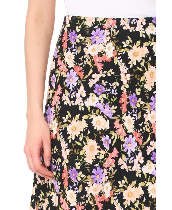 セセ レディース ボトムスカート フラワー柄 ミディ リネン フラワー CeCe Womens LinenBlend Floral Midi Skirt Rich Black ブラック