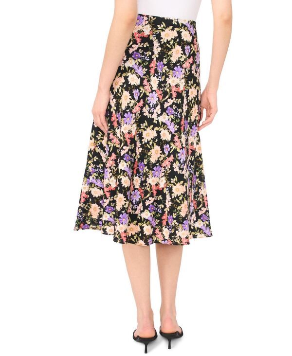 セセ レディース ボトムスカート フラワー柄 ミディ リネン フラワー CeCe Womens LinenBlend Floral Midi Skirt Rich Black ブラック