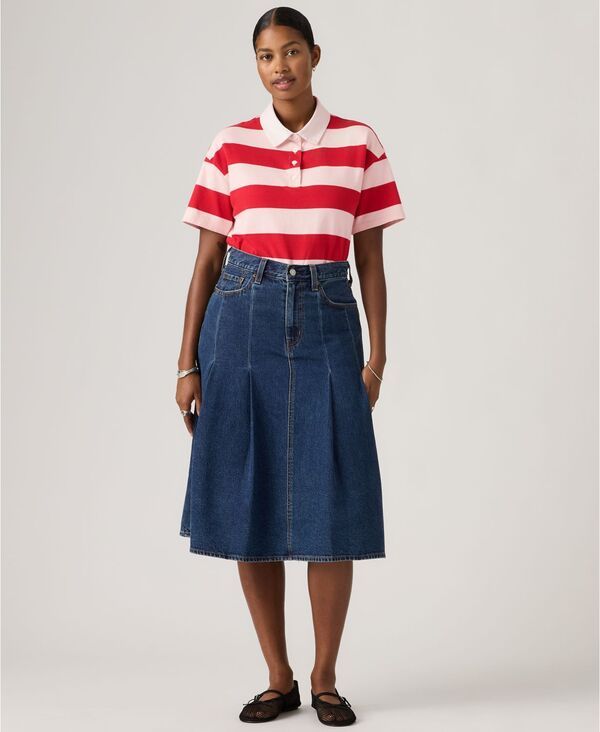 リーバイス レディース ボトムスカート プリーツ ミディ デニム Levis Womens Pleatedenimidi Skirt Slightly Coral コーラル