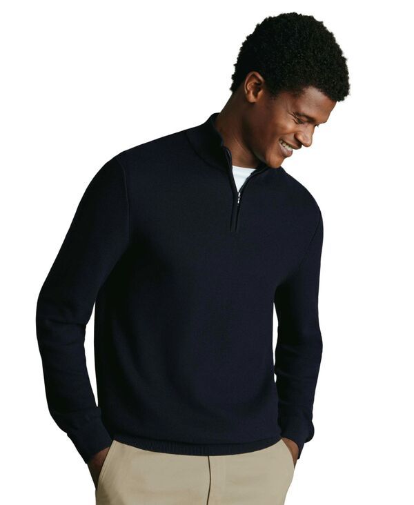 チャールズティリット メンズ アウター ニット・セーター Charles Tyrwhitt Mens Honeycomb RegularFit Knit Sweater Navy ネイビー
