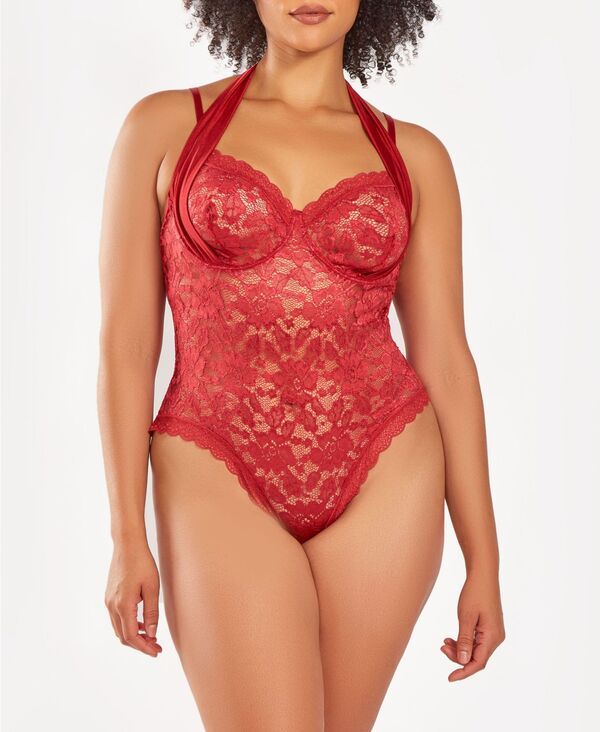 アイコレクション レディース アンダーウェア ナイトウェア プラスサイズ ボディースーツ レース iCollection Plusize 1 Piece Underwire Stretch Lace