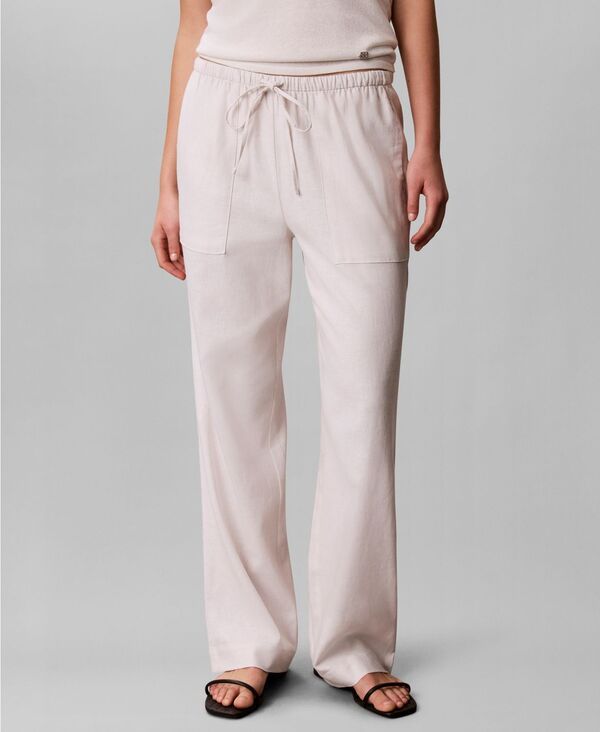 カルバンクライン レディース ボトムス カジュアルパンツ Calvin Klein Womens Blend PullOn WideLeg Pants White Sand ホワイト