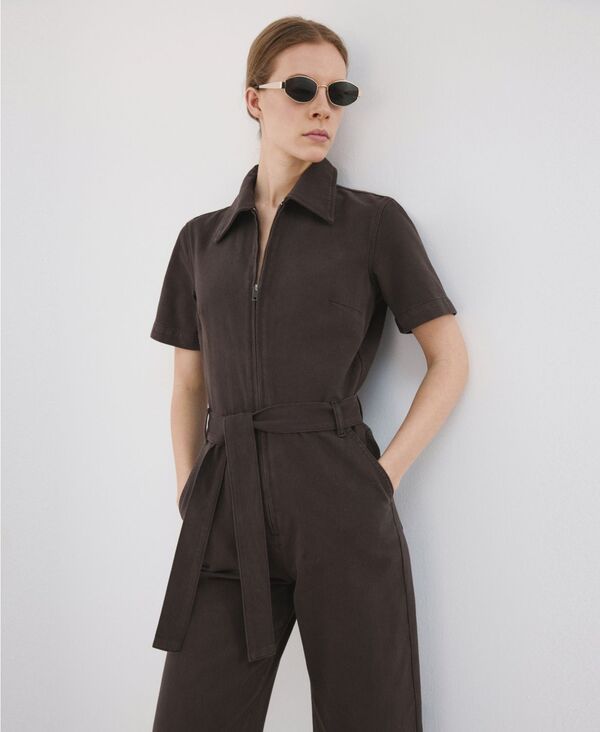 マンゴ レディース トップス ジャンプスーツ デニム MANGO Womens Zip Denim Jumpsuit Chocolate チョコレート