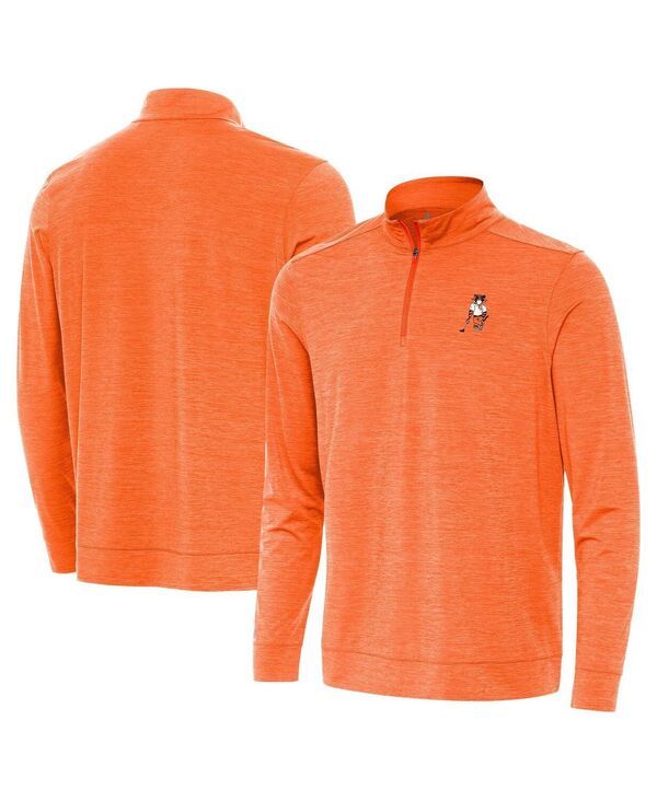 アンティグア メンズ トップス シャツ Antigua Mens Heather Orange Clemson Tigers Golfer Bright QuarterZip Top Heather
