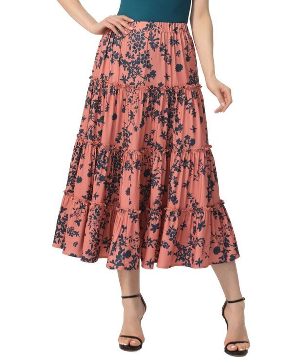 キミアンドカイ レディース ボトムスカート ティアード ミディ kimi kai Womens Tie red Midi Skirt Coral コーラル