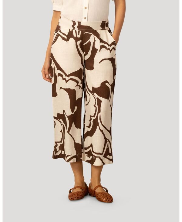 ケーブルアンドゲージ レディース ボトムス カジュアルパンツ プリント リネン Cable Gauge Womens Printed Linen Blend Pull On Cropant Abstr