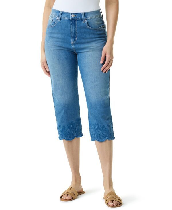 グロリアバンデービルト レディース ボトムス デニムパンツ 刺繍 キャップ Gloria Vanderbilt Womens Embroide red Scallop HighRise Capri B