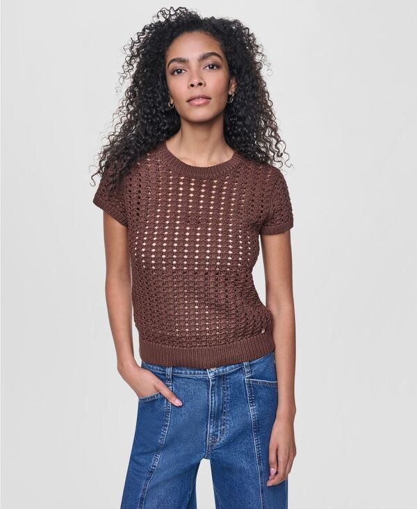 ダナキャランニューヨーク レディース アウター ニット・セーター クルーネック 半袖 DKNY Jeans WomenshortSleeve Airy Chunky Pointelle Crewnec
