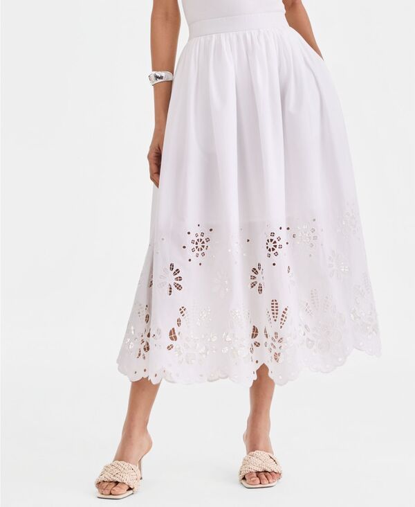 アイエヌシー インターナショナル コンセプト レディース ボトムスカート ミディ コットン レース INC International Concepts Womens Cotton Eyelet La