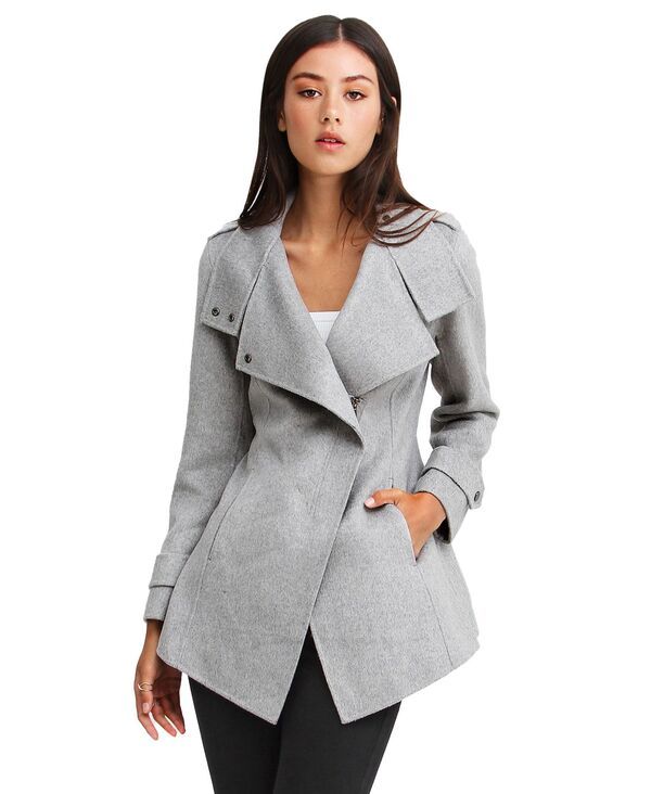 ベルアンドブルーム レディース アウター ジャケット・ブルゾン ウール コート Belle Bloom Womens Bad Girl Wool Blend Moto Coat Grey marle