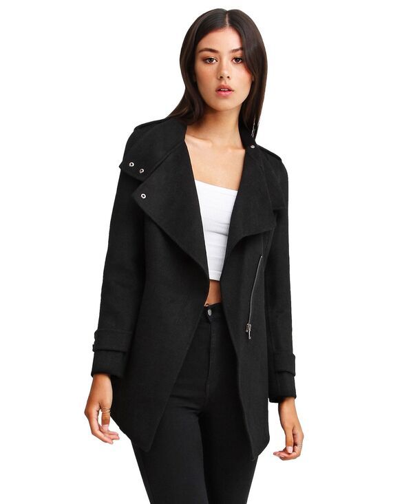 ベルアンドブルーム レディース アウター ジャケット・ブルゾン ウール コート Belle Bloom Womens Bad Girl Wool Blend Moto Coat Black ブラック