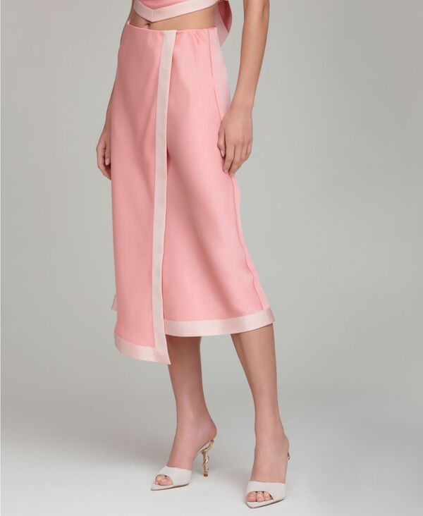 アヴェックレフィーユ レディース ボトムスカート アシンメトリー ミディ Avec Les Filles Womens Asymmetrical Wrap Midi Skirt Coral Pink