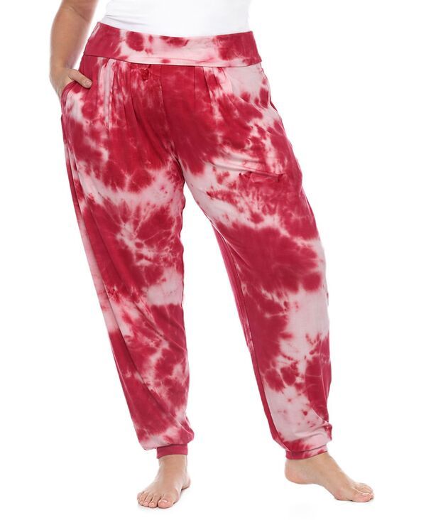 ホワイトマーク レディース ボトムス カジュアルパンツ プラスサイズ White Mark Plusize Tie Dye Lounge Jogger Pants Red レッド 16,186円