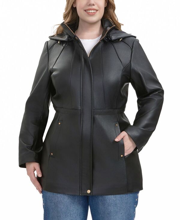 ビージーエスディー レディース アウター ジャケット・ブルゾン プラスサイズ パーカー コート レザー BGSD Plusizelena Leather Parka Coat Black ブラック