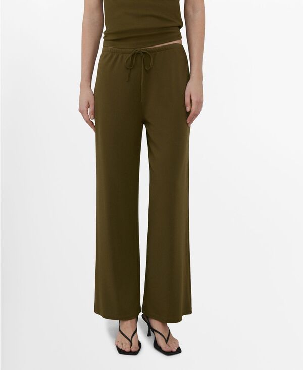 マンゴ レディース ボトムス カジュアルパンツ MANGO Womens Elastic WaistraightFit Pants Khaki カーキ