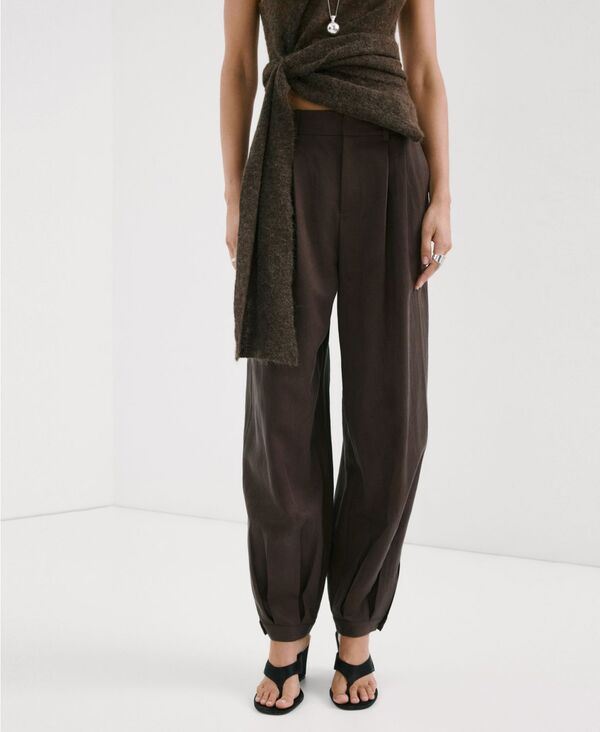 マンゴ レディース ボトムス カジュアルパンツ MANGO Womens Baggy Lyocell Pants Chocolate チョコレート