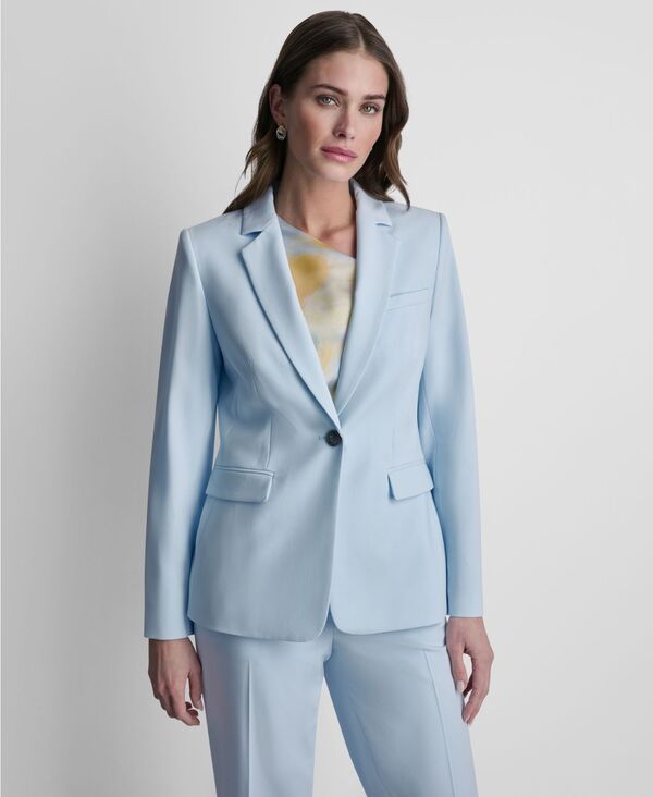ダナ キャラン ニューヨーク レディース アウター ジャケット・ブルゾン ブレザー 長袖 DKNY Womens LongSleeve OneButton Blazer Light Blue ブルー