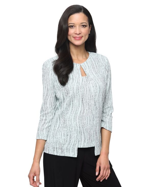 アレックスイブニングス レディース トップス タンクトップ ニット ジャケット Alex Evenings Womens Jacquard Knit Scoop Neck Tank Top Jacke