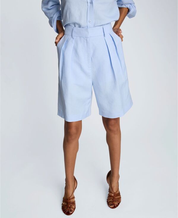 ケネスコール レディース ボトムス ハーフパンツ・ショーツ プリーツ ショートパンツ リネン Kenneth Cole Womens HighRise Pleated Linen Blend Shor