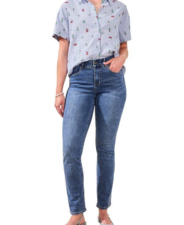 トリバル レディース ボトムス デニムパンツ ジーンズ TRIBAL Womensophia Curvy StraightLeg Jeans Dkvintage