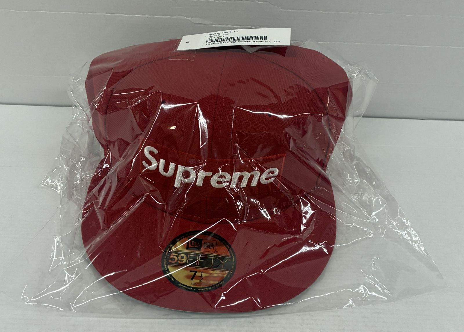 未使用 Supreme Rings Box Logo New Era Red 7-1/2 59.6